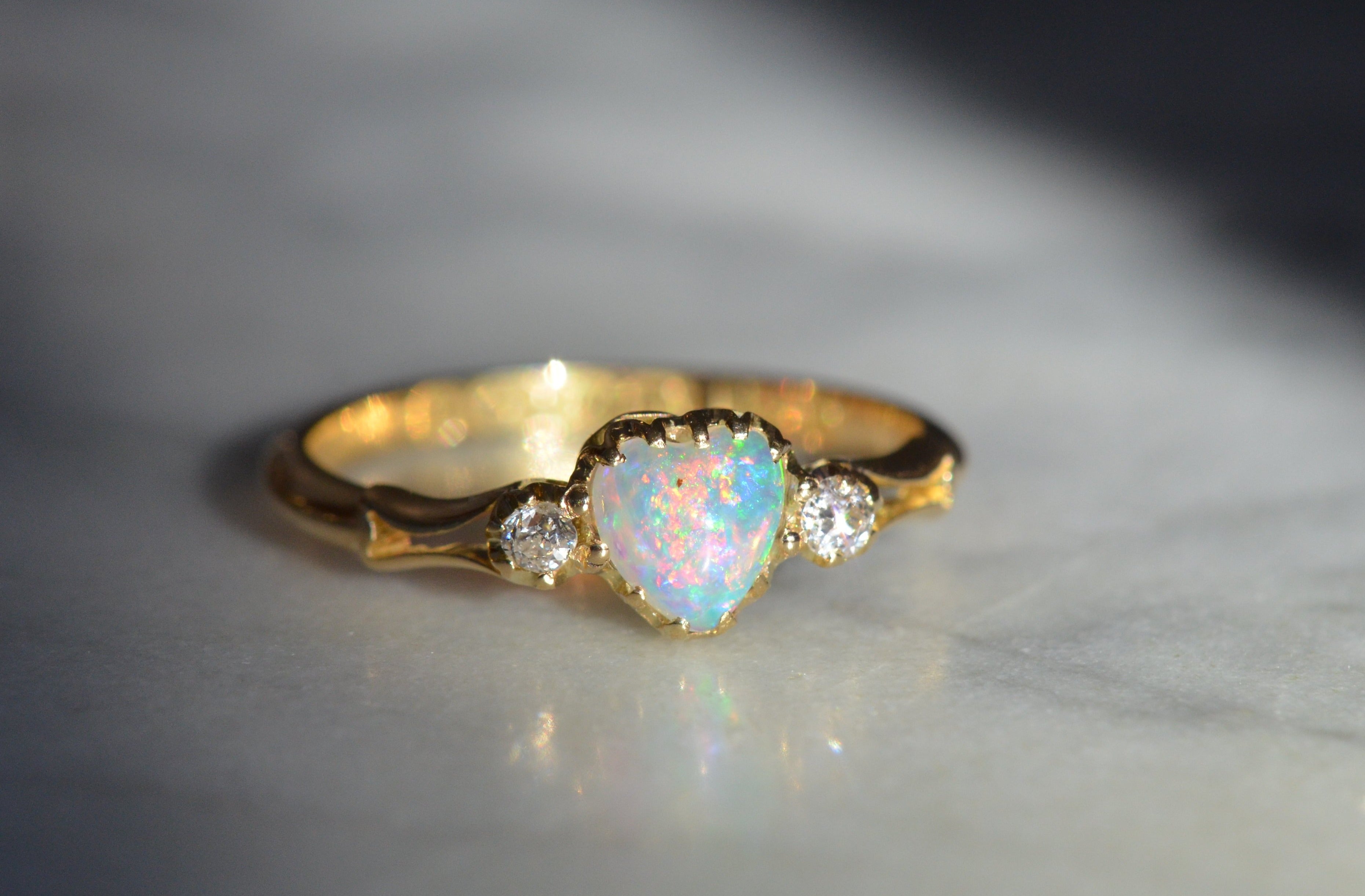 Heart shaped hot sale opal ring