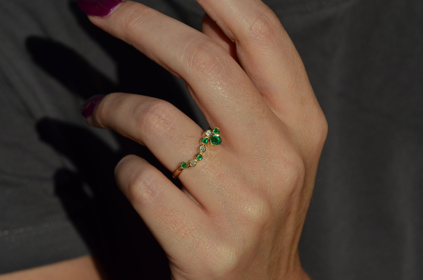 Avant-Garde Emerald and Diamond Tube Ring