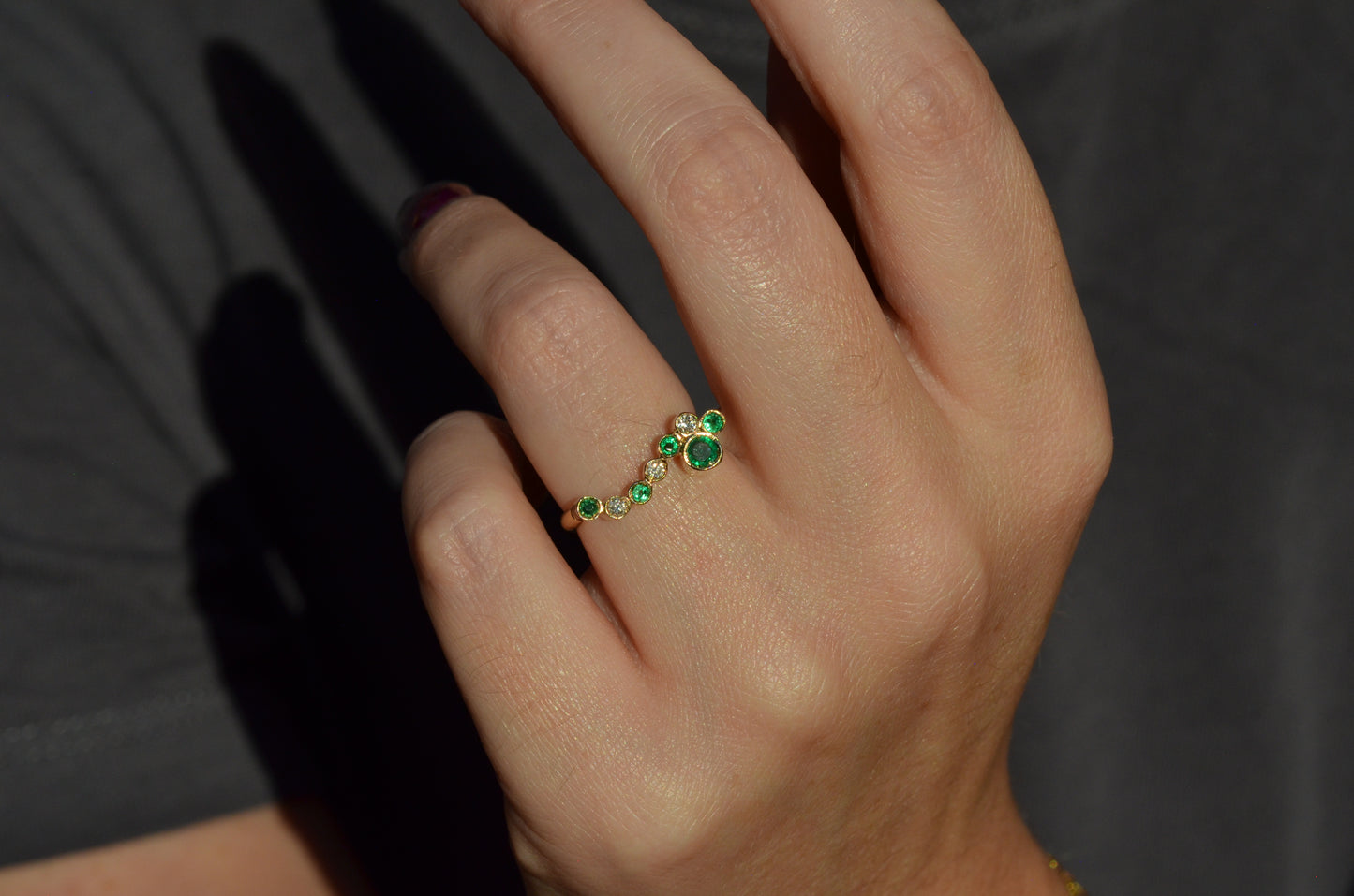 Avant-Garde Emerald and Diamond Tube Ring