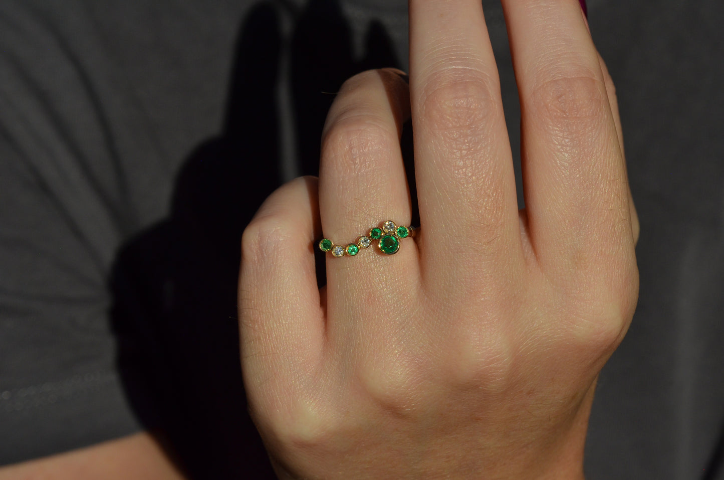 Avant-Garde Emerald and Diamond Tube Ring