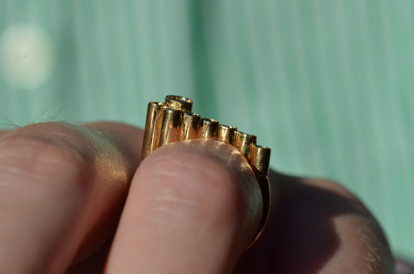 Avant-Garde Emerald and Diamond Tube Ring