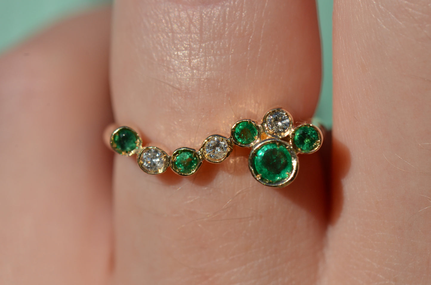 Avant-Garde Emerald and Diamond Tube Ring