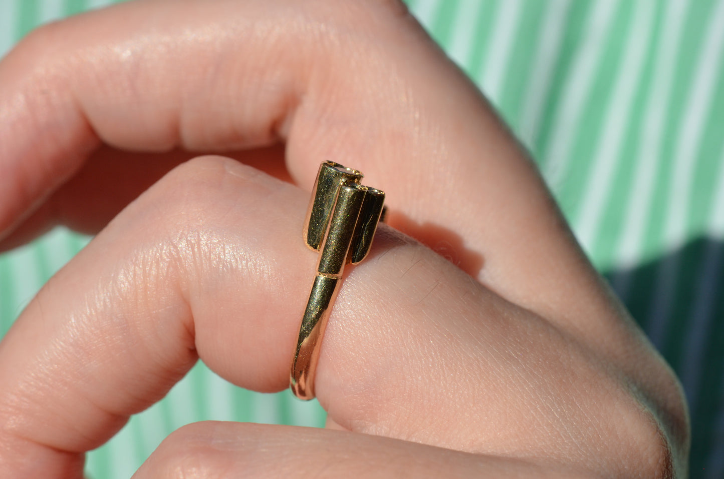 Avant-Garde Emerald and Diamond Tube Ring