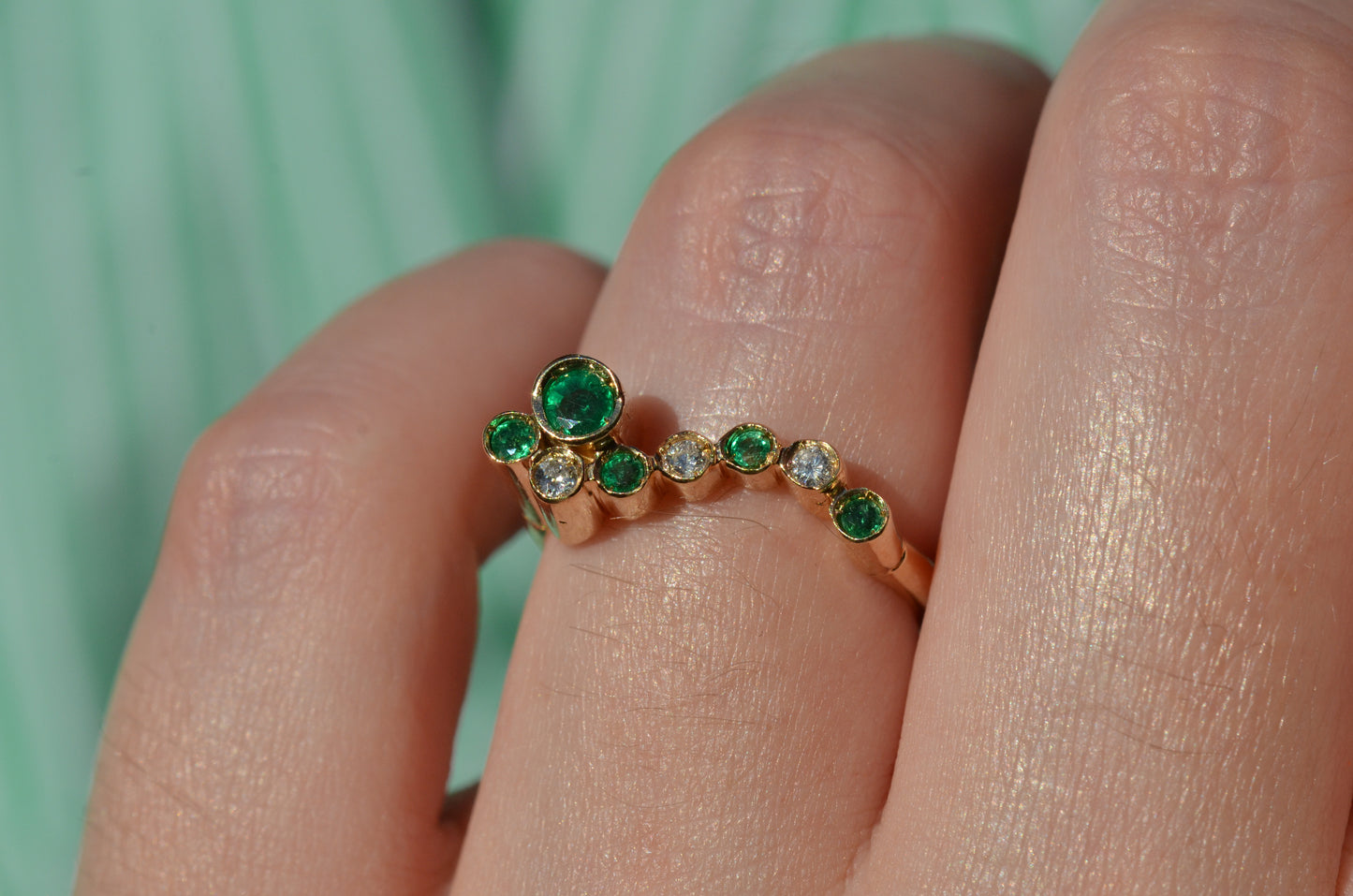 Avant-Garde Emerald and Diamond Tube Ring