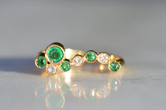 Avant-Garde Emerald and Diamond Tube Ring