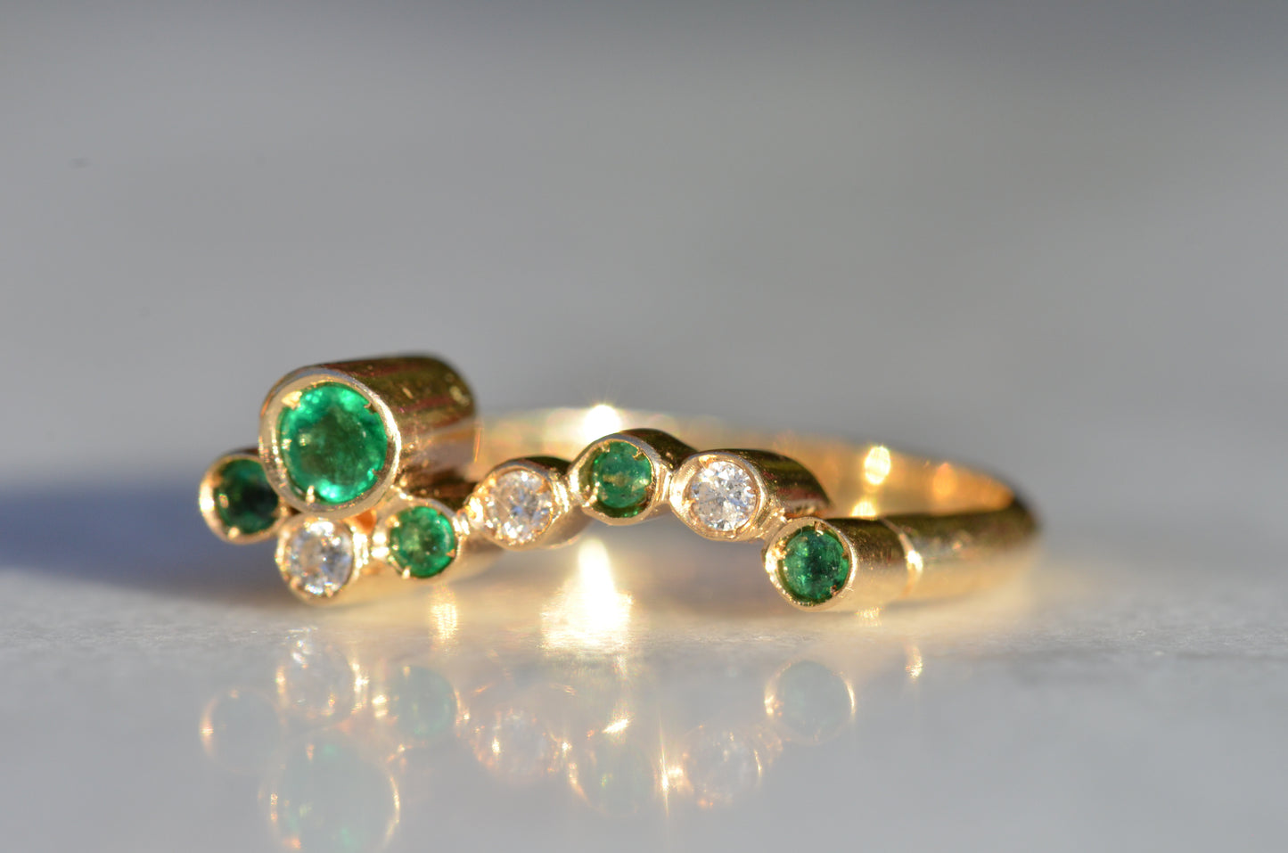 Avant-Garde Emerald and Diamond Tube Ring