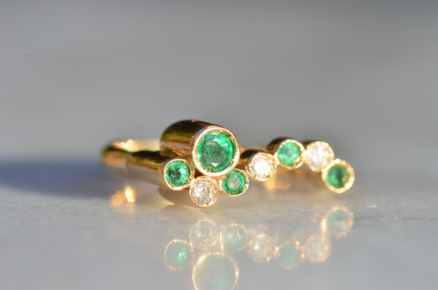 Avant-Garde Emerald and Diamond Tube Ring