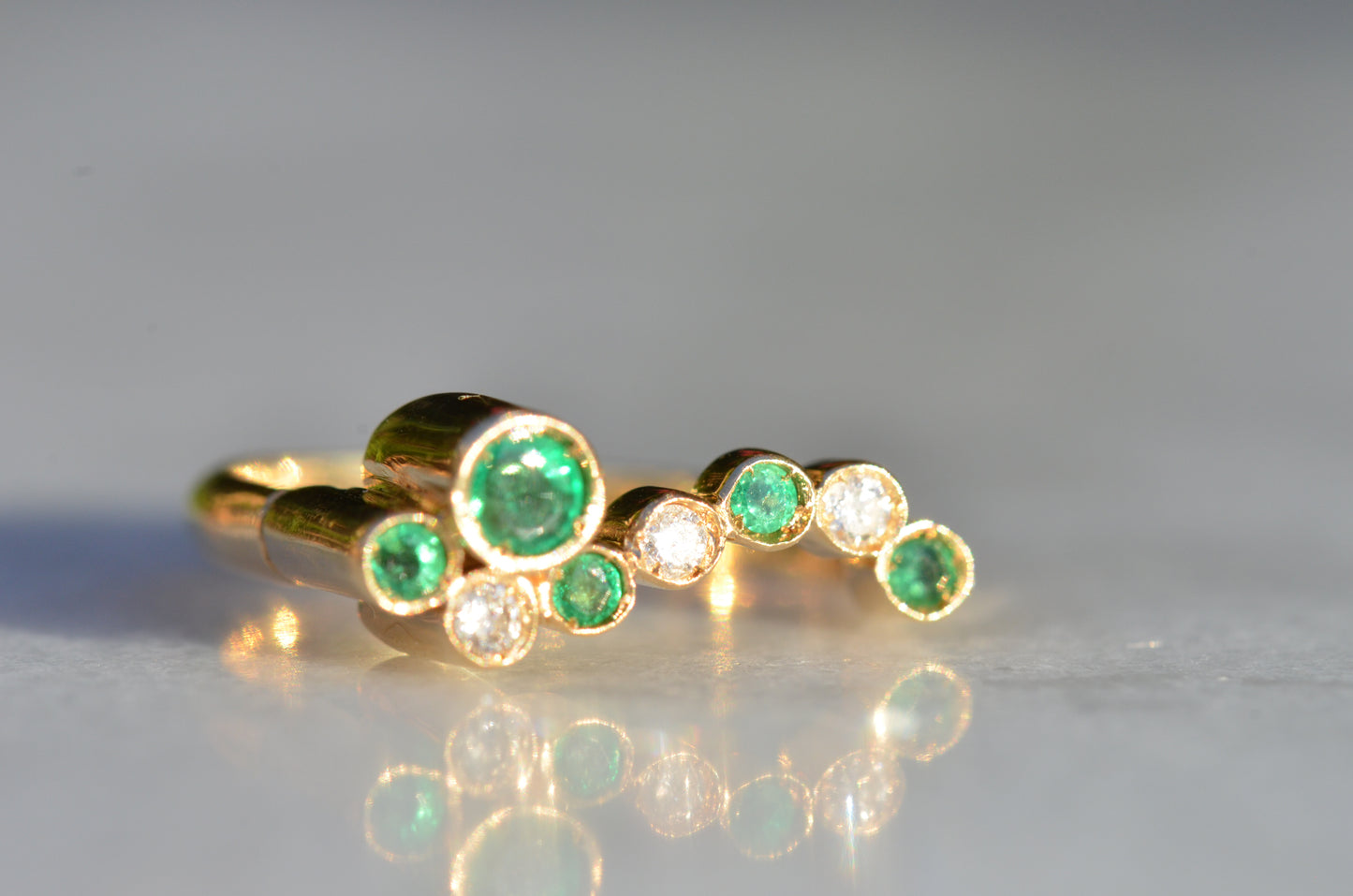 Avant-Garde Emerald and Diamond Tube Ring