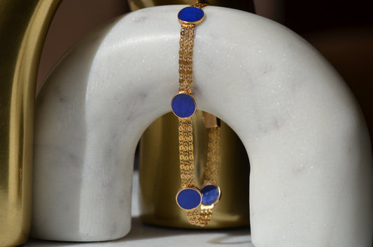 Dramatic Lapis Lazuli Station Bracelet