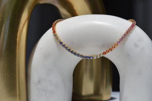 Rainbow Sapphire Estate Tennis Bracelet