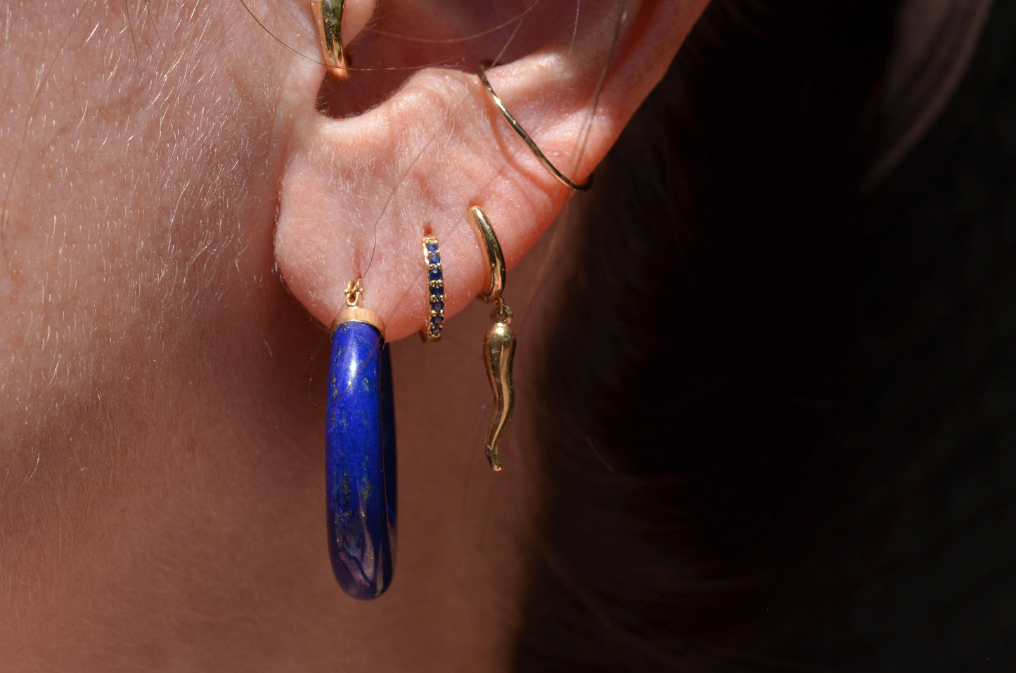 Dramatic Vintage Lapis Lazuli Hoops