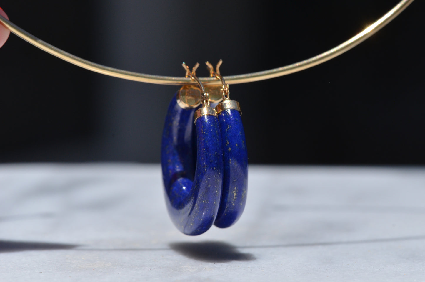 Dramatic Vintage Lapis Lazuli Hoops