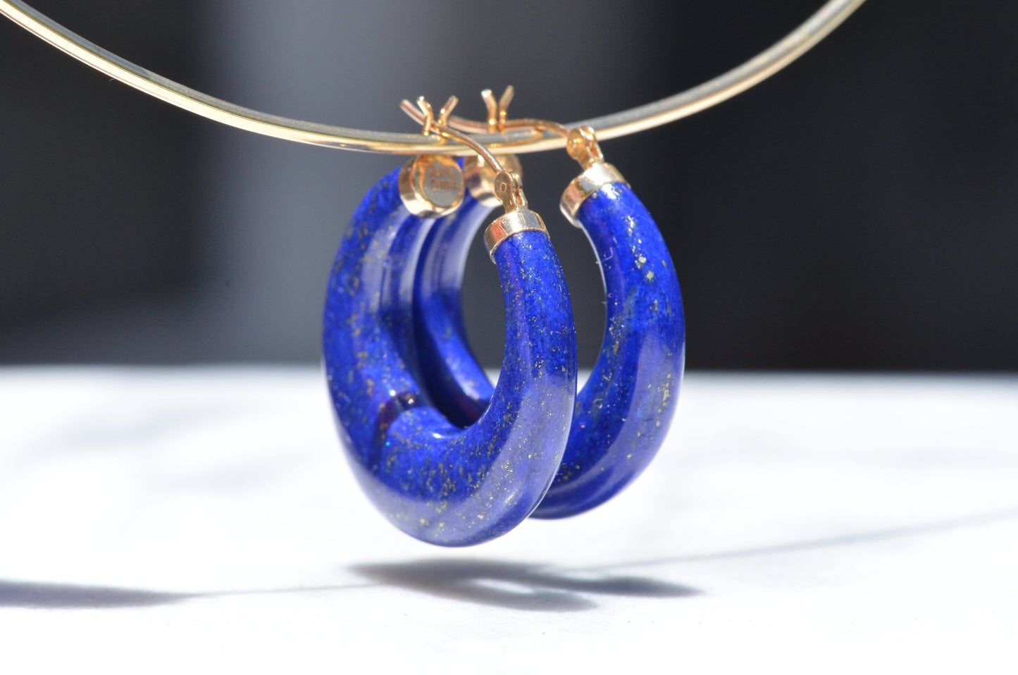 Dramatic Vintage Lapis Lazuli Hoops