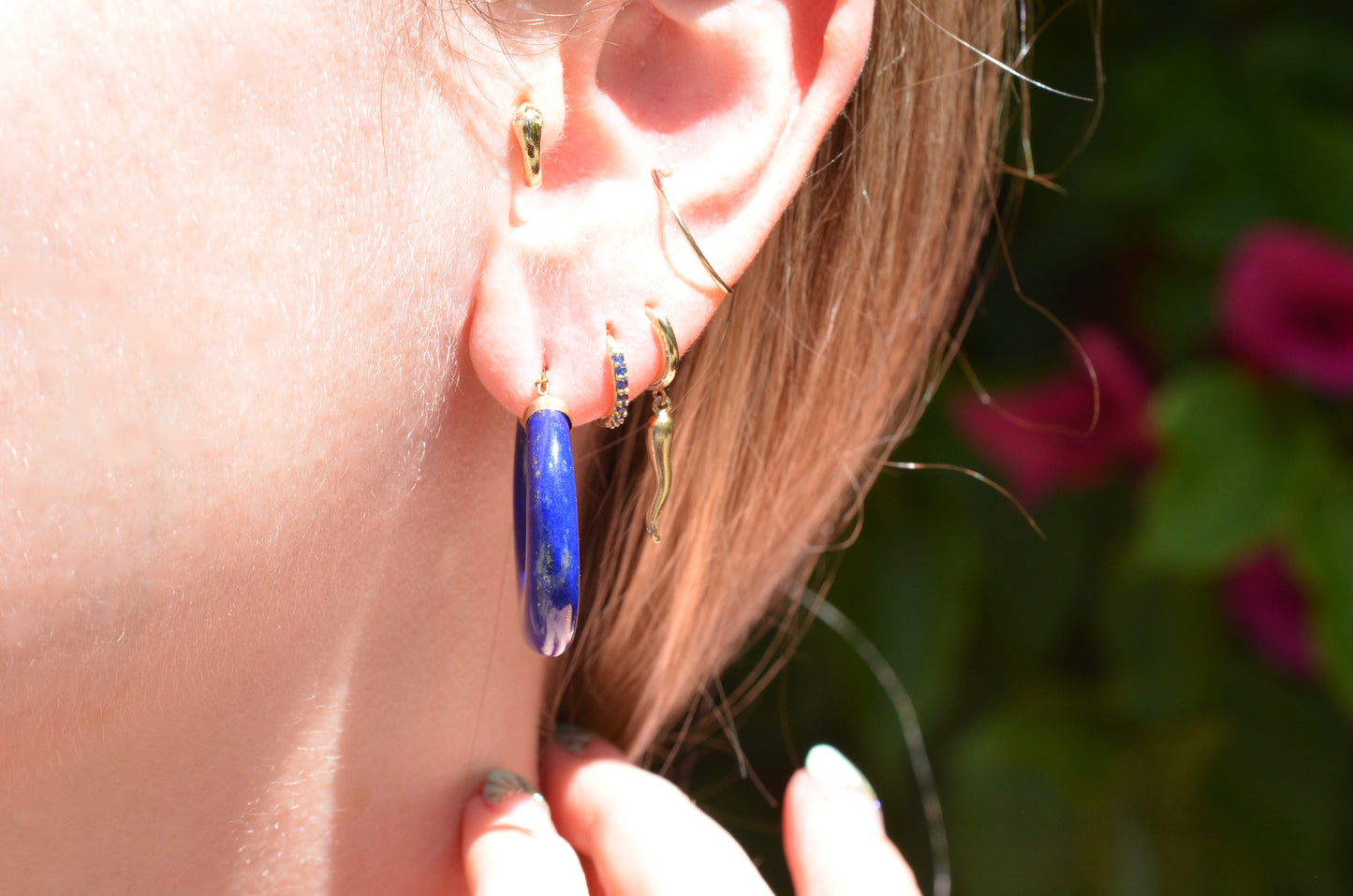 Dramatic Vintage Lapis Lazuli Hoops