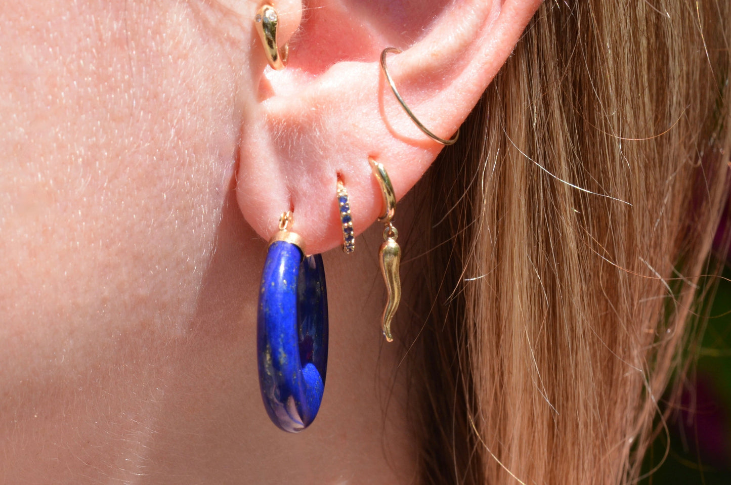 Dramatic Vintage Lapis Lazuli Hoops