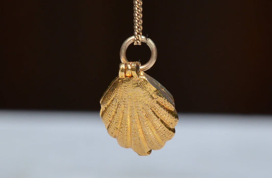 Textured Vintage Shell and Pearl Charm