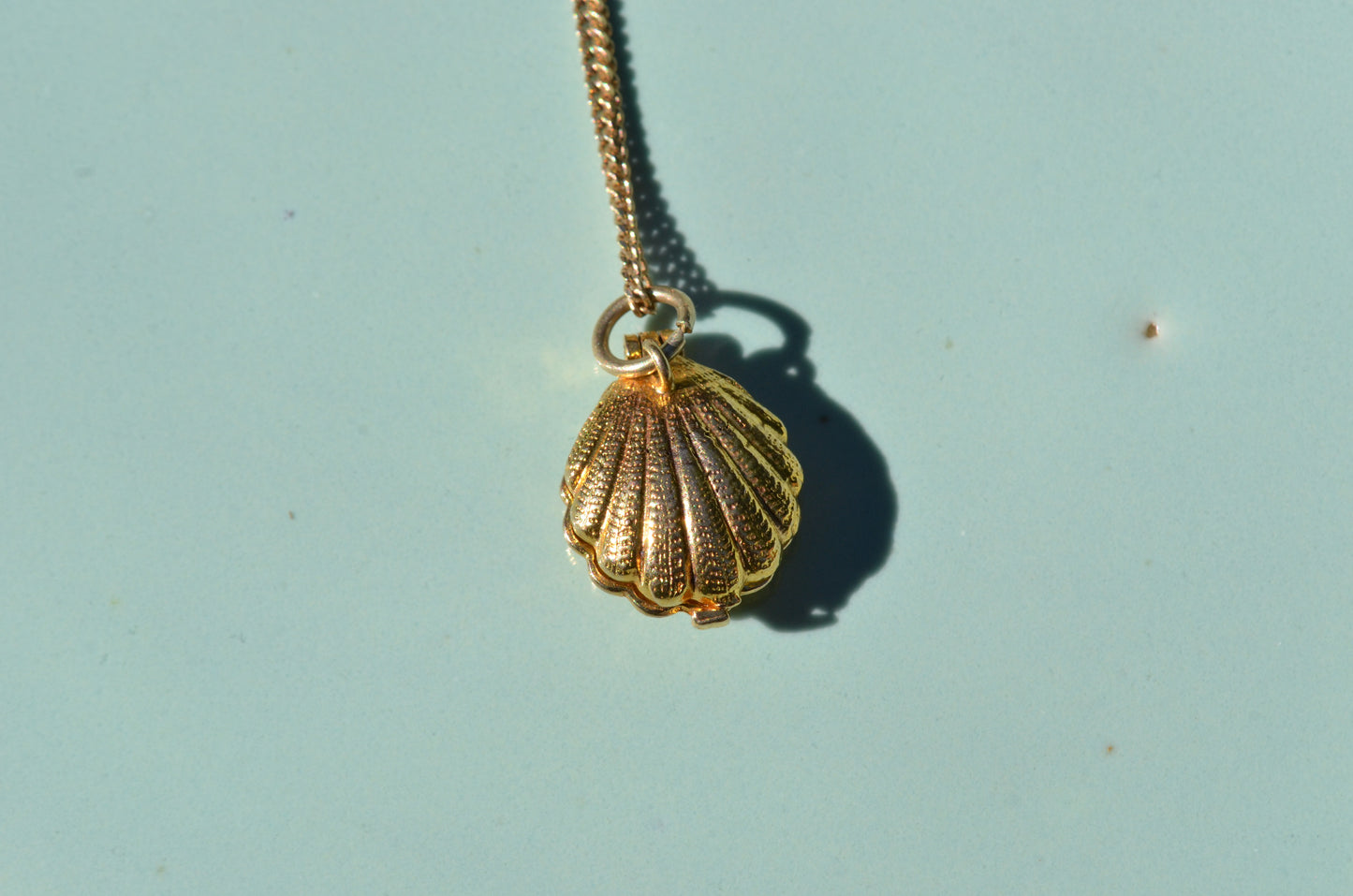 Textured Vintage Shell and Pearl Charm