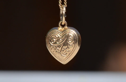 Puffy Vintage Heart Charm