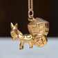 Playful Vintage Donkey and Cart Charm