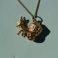 Playful Vintage Donkey and Cart Charm