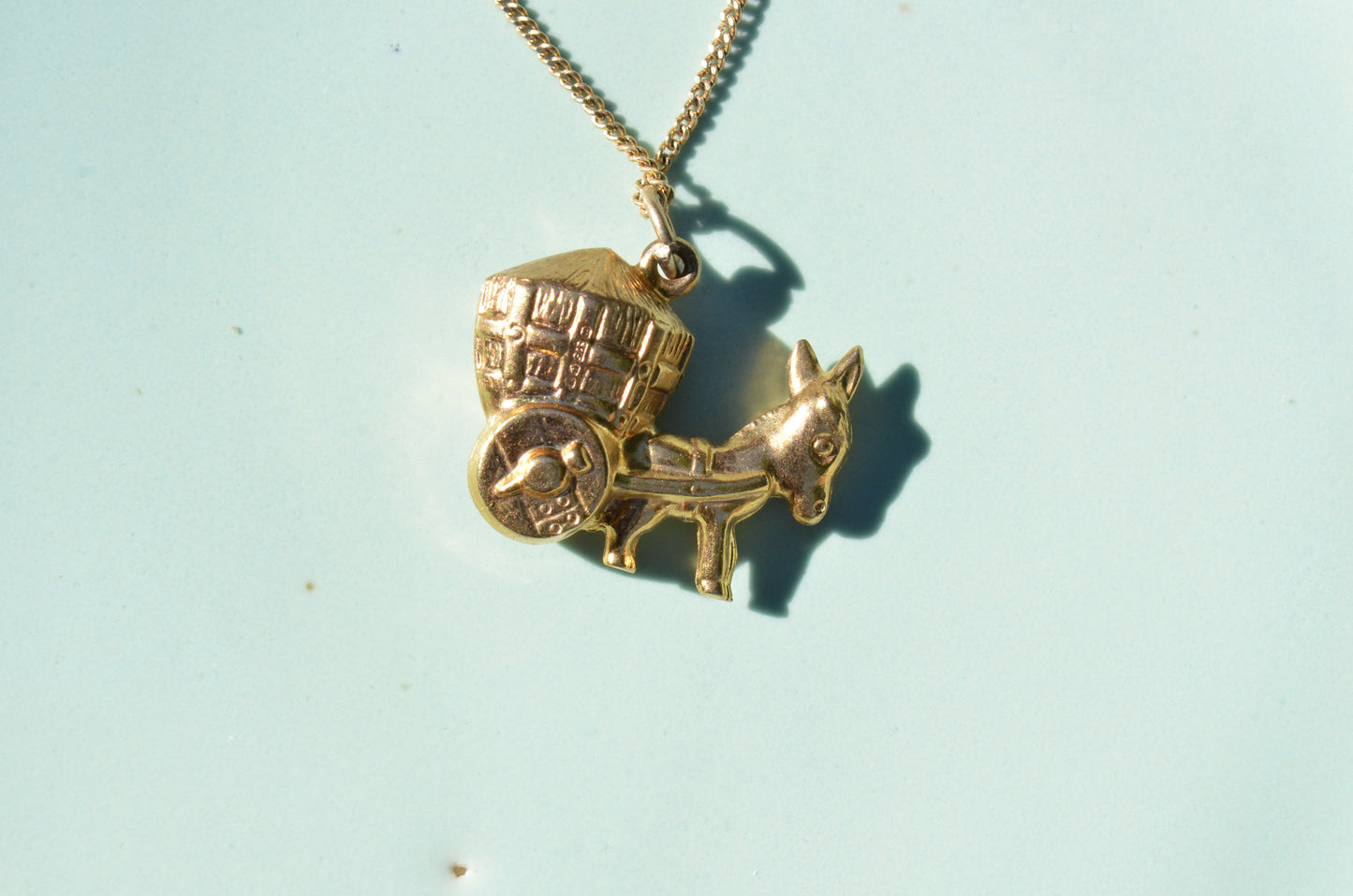 Playful Vintage Donkey and Cart Charm