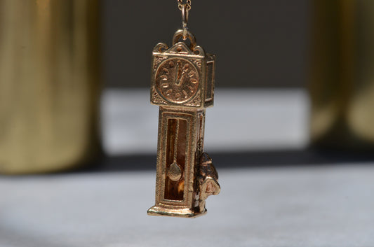 Hickory Dickory Mouse on a Grandfather Clock Charm