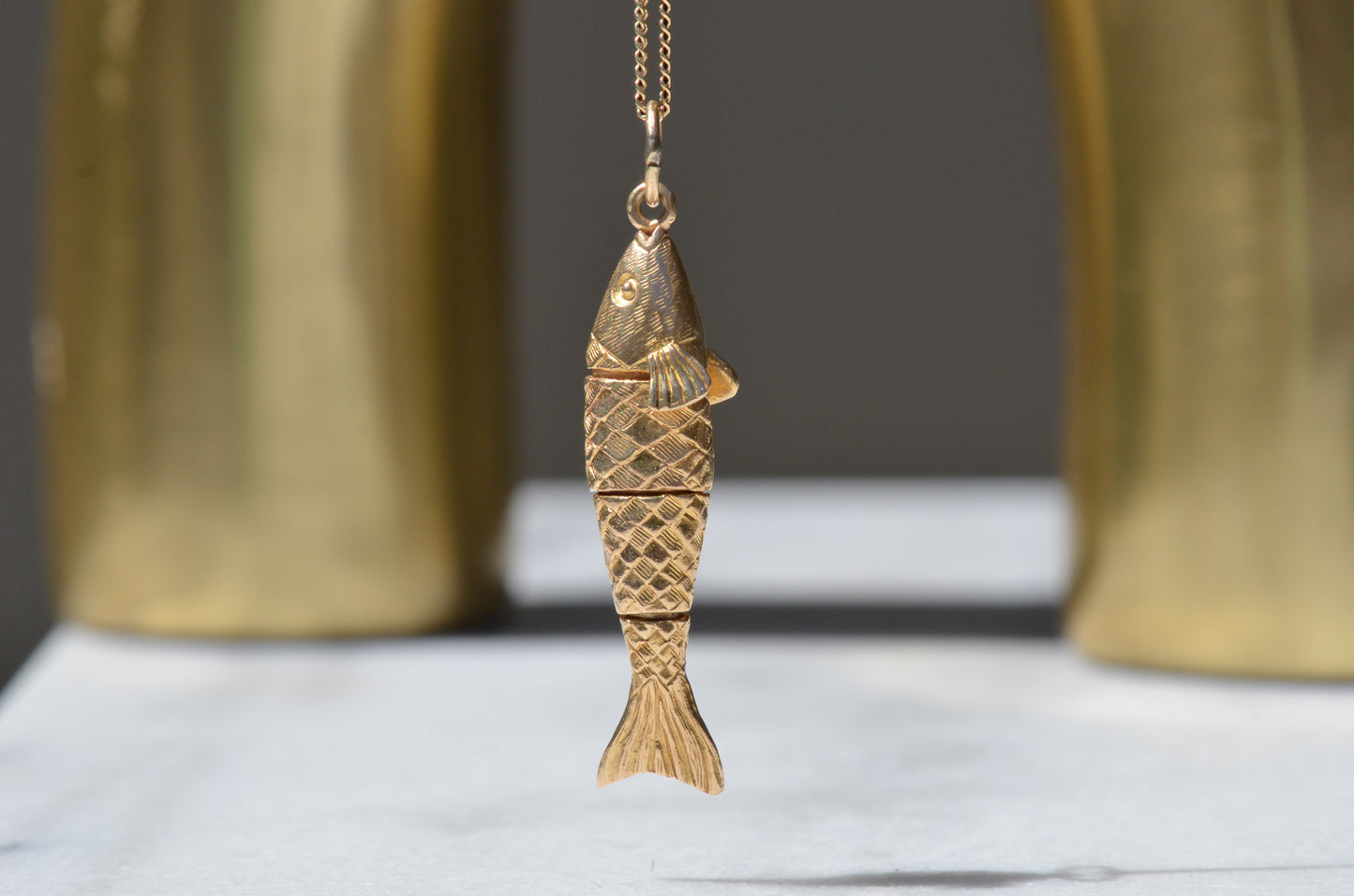 Gleaming Vintage Articulated Fish Charm