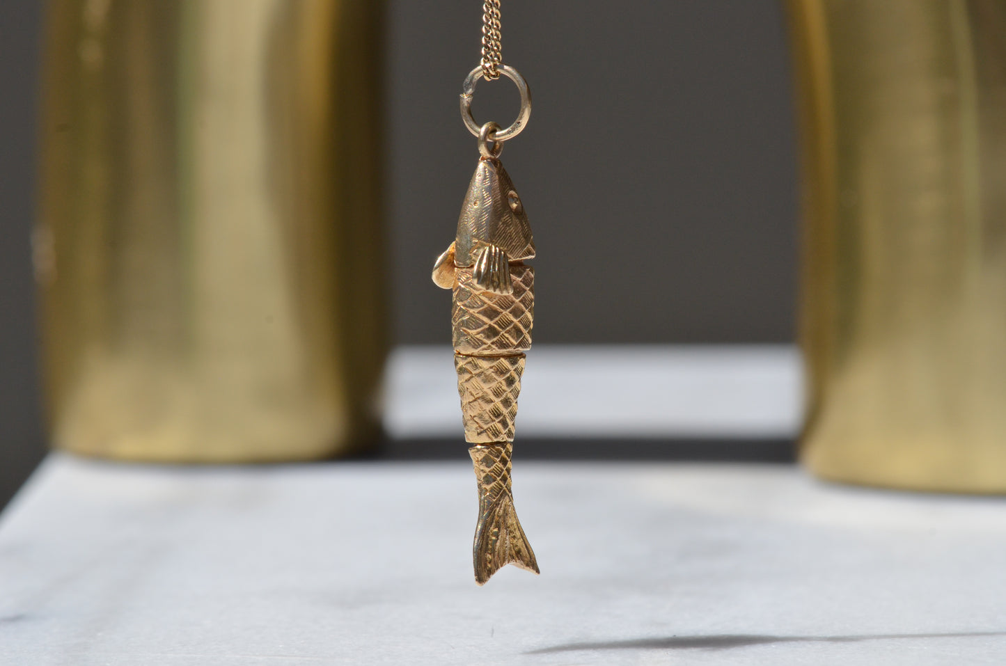 Gleaming Vintage Articulated Fish Charm