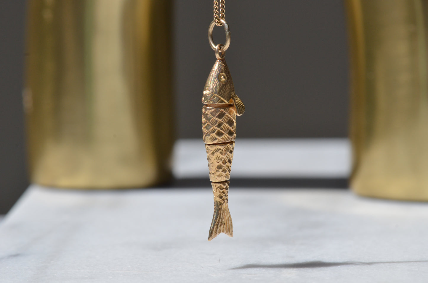 Gleaming Vintage Articulated Fish Charm