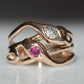 Lively Diamond and Ruby Snake Ring