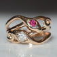 Lively Diamond and Ruby Snake Ring