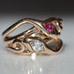 Lively Diamond and Ruby Snake Ring