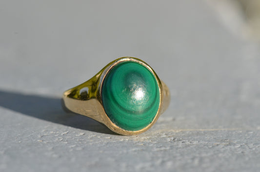 Hypnotic Midcentury Malachite Signet