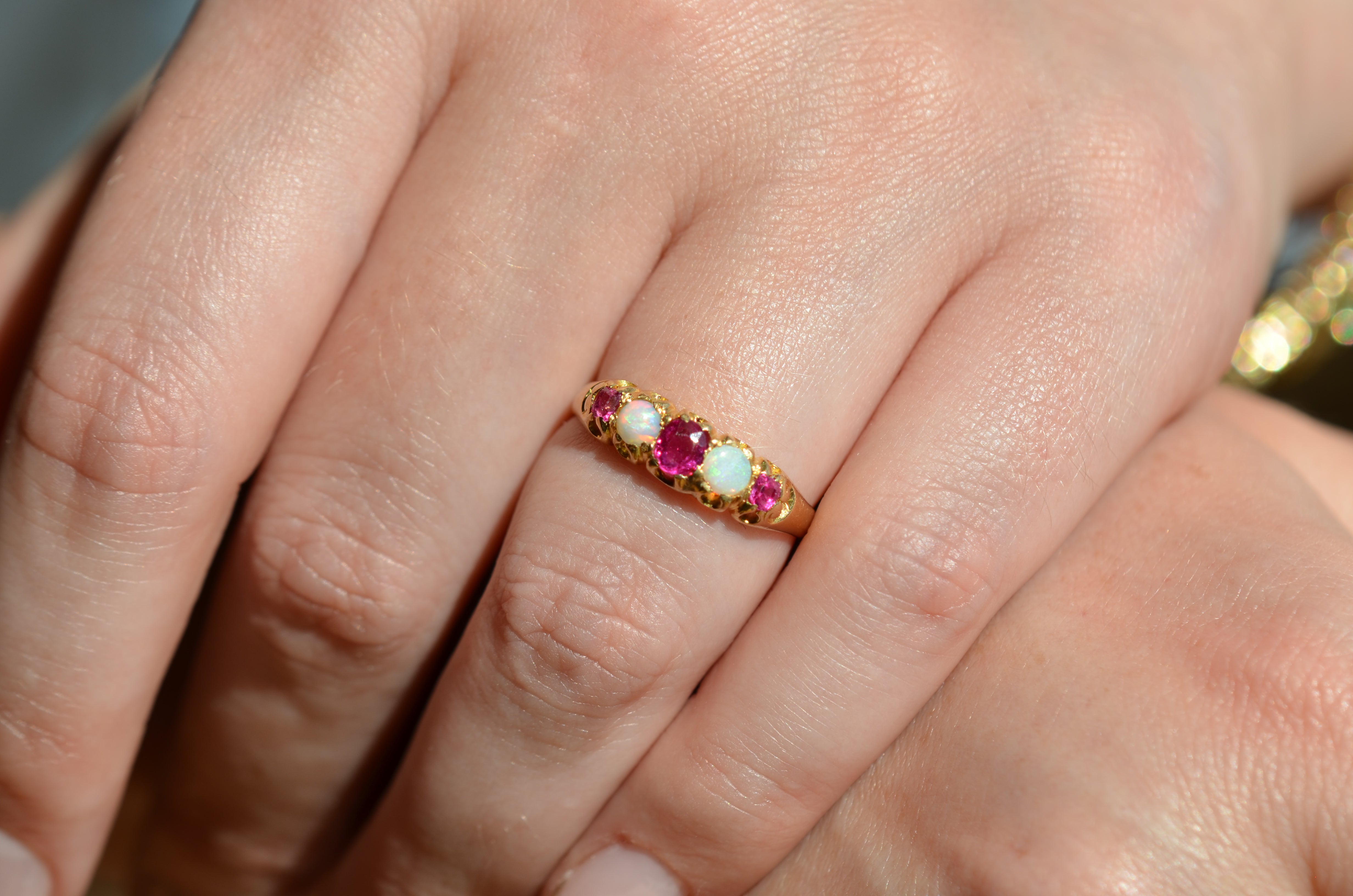 Vintage opal and ruby on sale ring