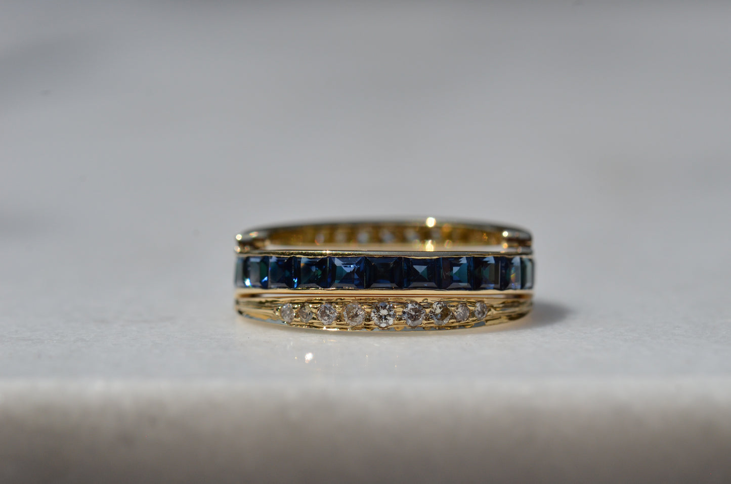 Dazzling Sapphire and Emerald Day and Night Flip Ring