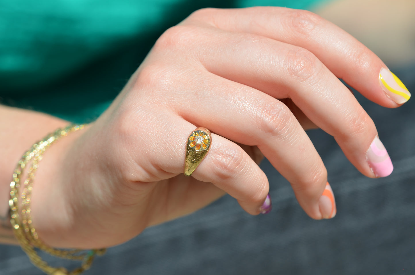 Soft Antique Diamond Belcher Ring