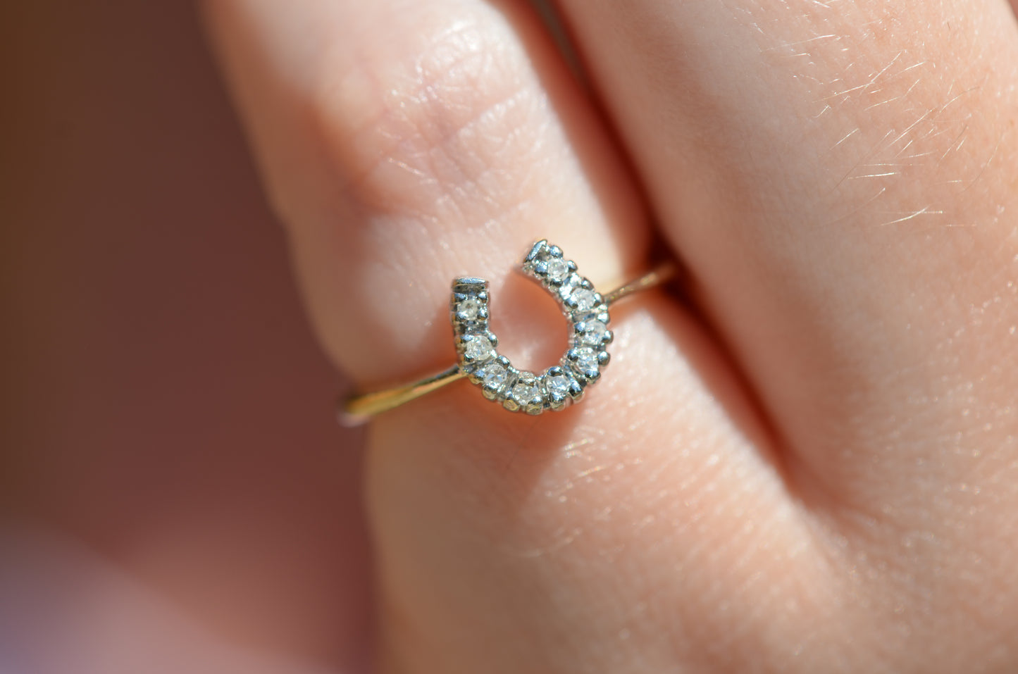 Sweet Vintage Diamond Horseshoe Ring