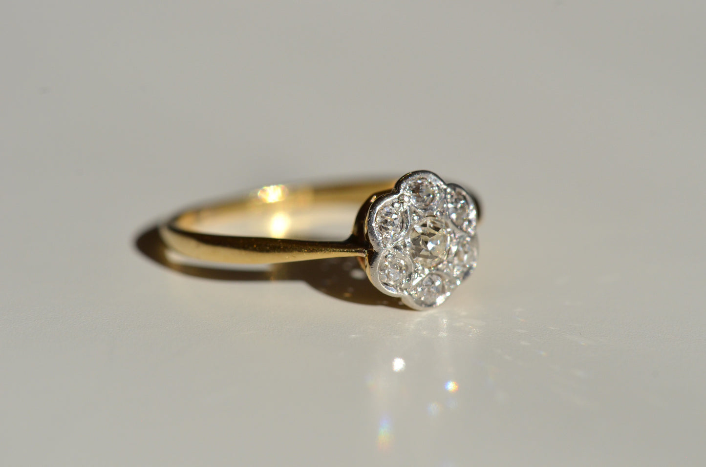 Twinkling Edwardian Diamond Daisy Ring