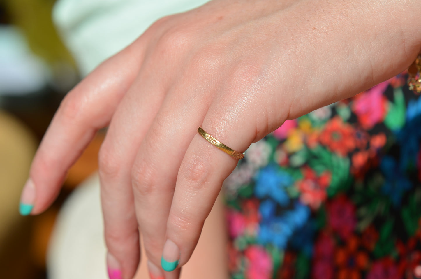 Geometric Orange Blossom Vintage Band