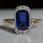 Vivid Art Deco Synthetic Sapphire Ring