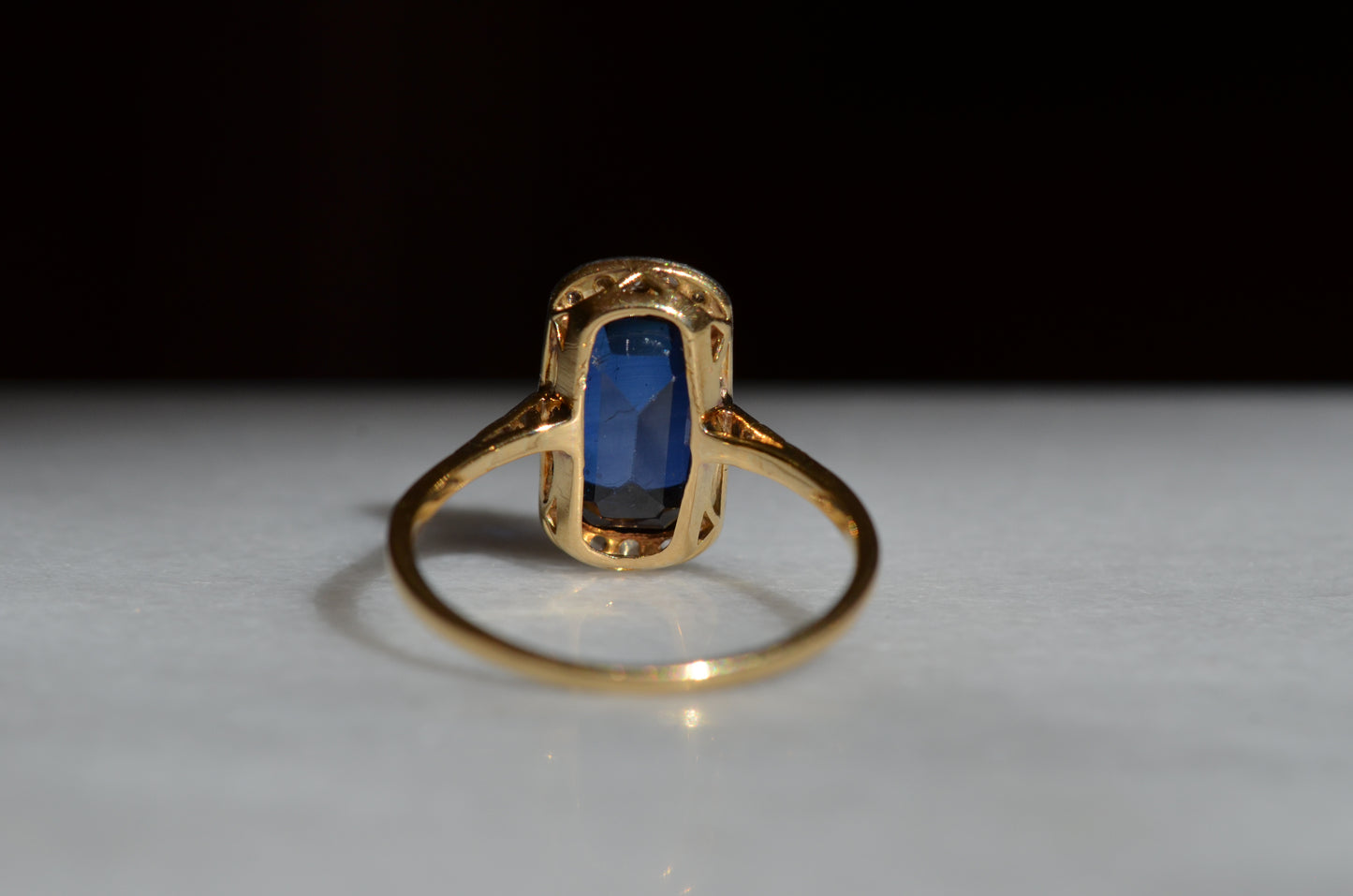 Vivid Art Deco Synthetic Sapphire Ring