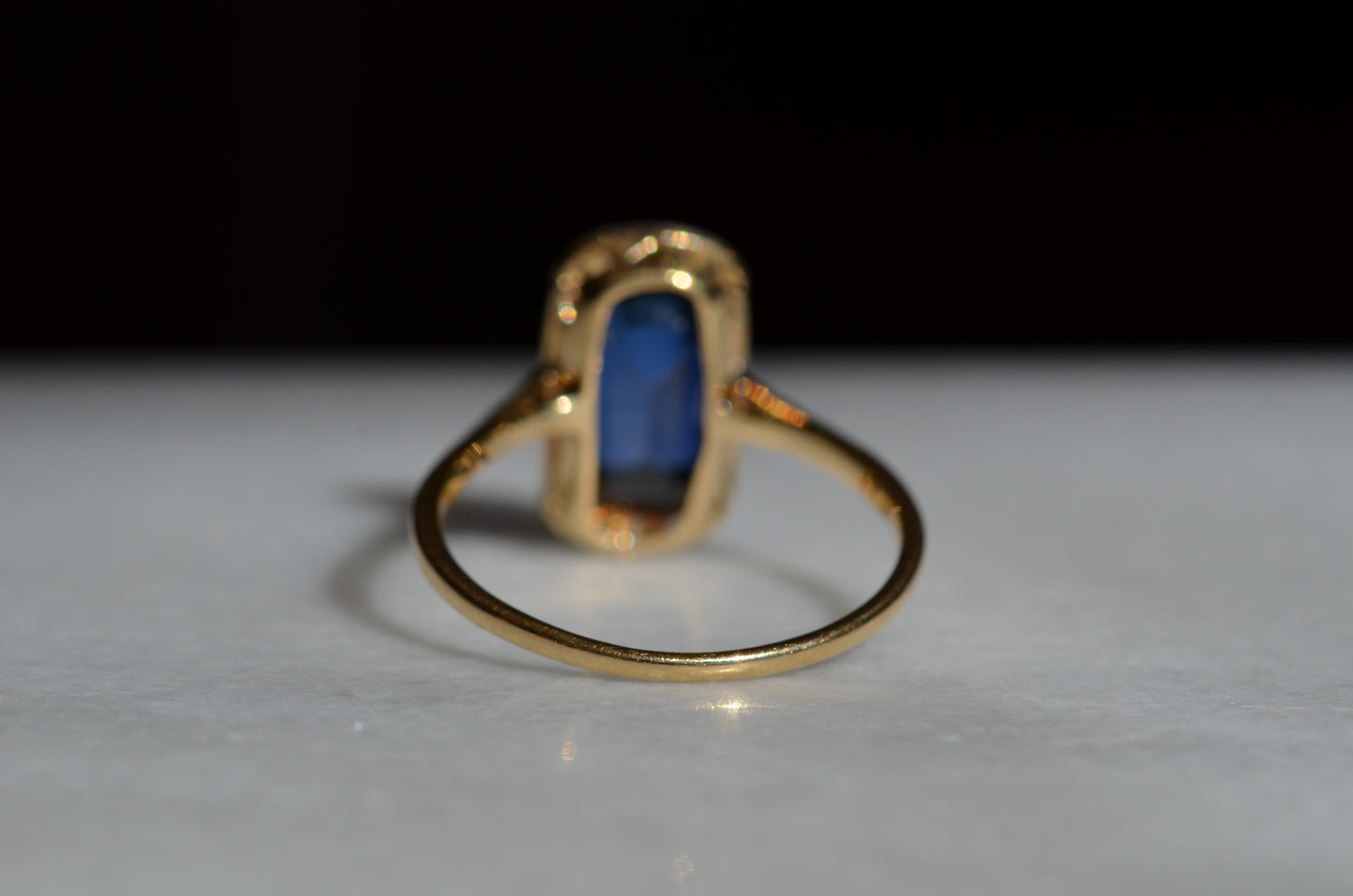 Vivid Art Deco Synthetic Sapphire Ring