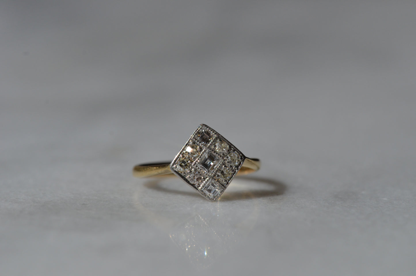 Chic Art Deco Step Cut Cluster Ring