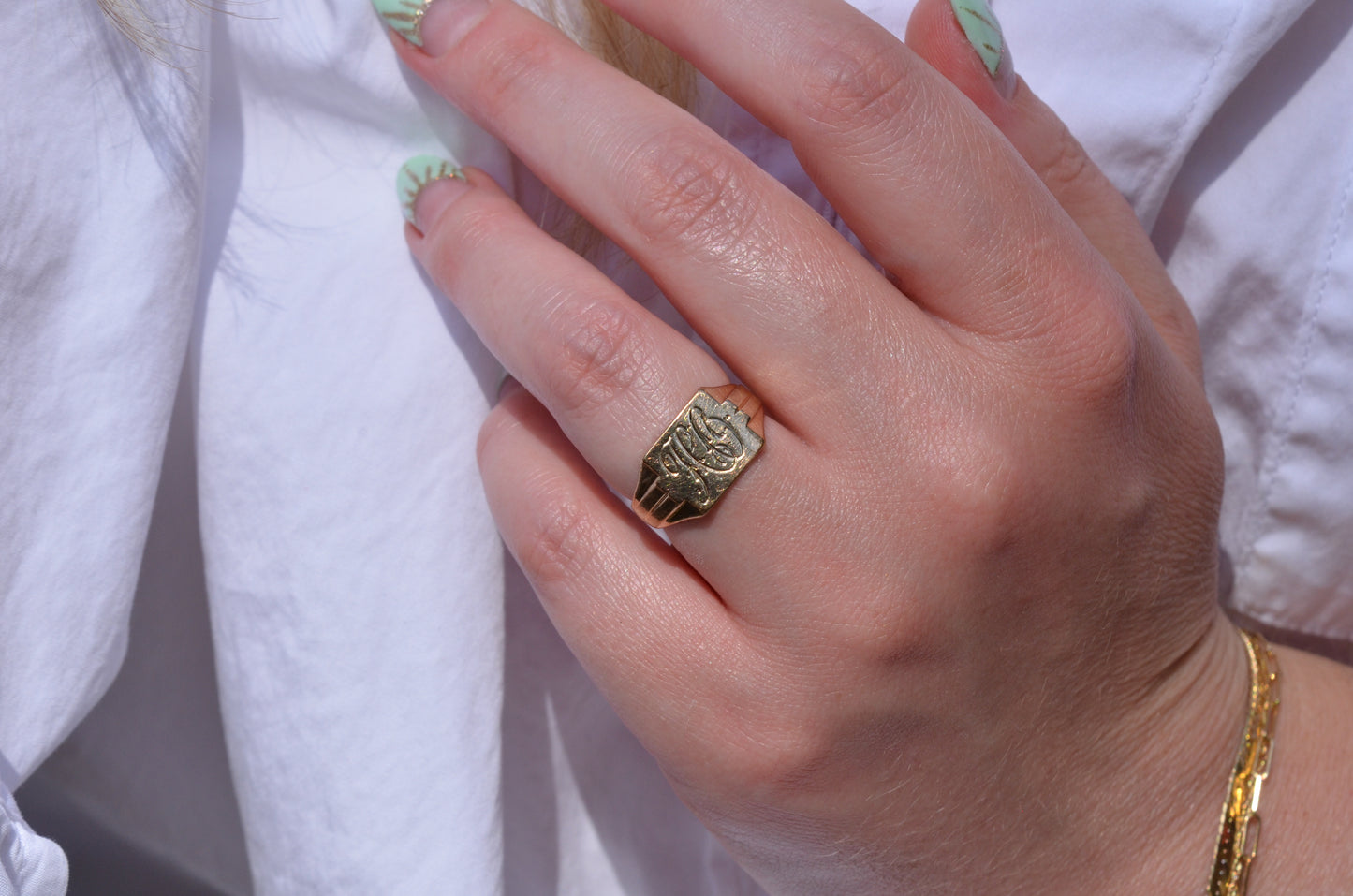 Chic Square Vintage Signet Ring HO