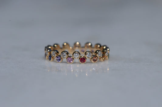 Bubbly Bezel Rainbow Eternity Band