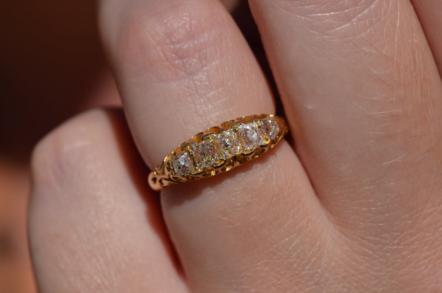 Chunky Antique Five Diamond Band