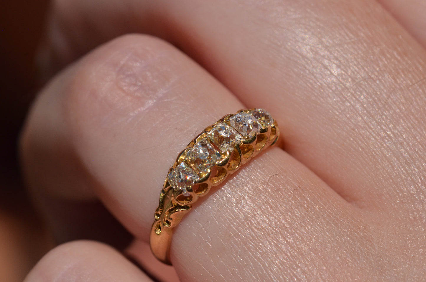 Chunky Antique Five Diamond Band