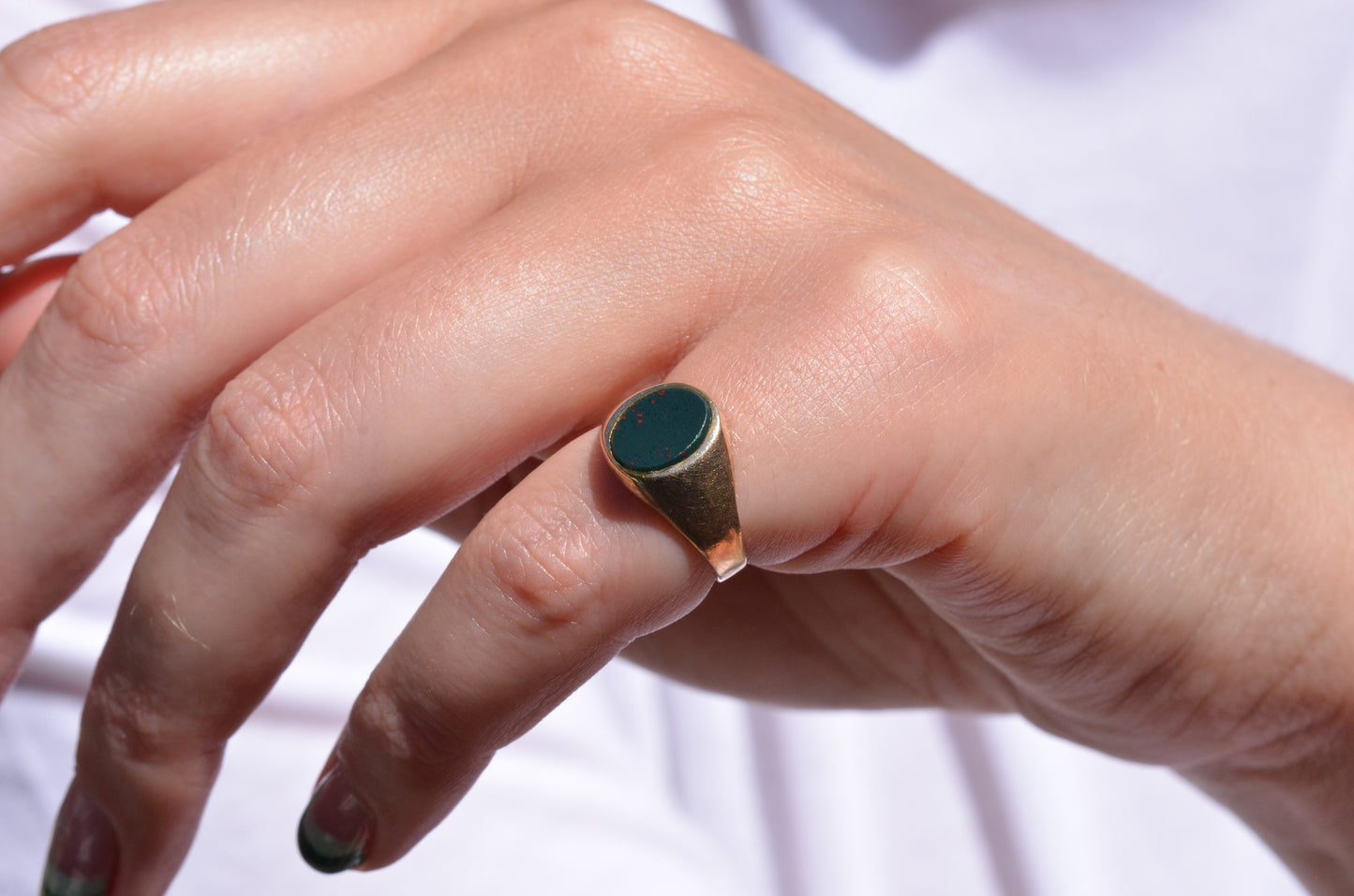 Petite Vintage Bloodstone Signet