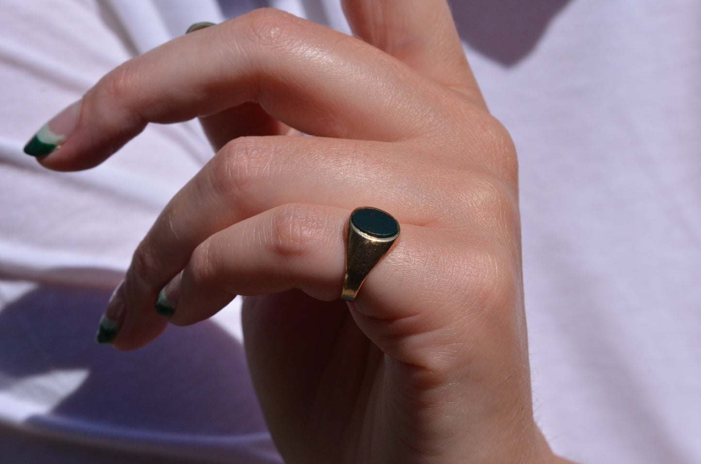 Petite Vintage Bloodstone Signet