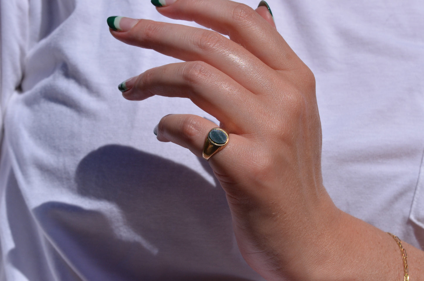 Petite Vintage Bloodstone Signet